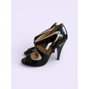 OH DEER Guggenheim Black Patent Leather Heels Size 7.5